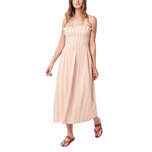 Faherty Dream Cotton Gauze Lakeview Smocked Striped Midi Dress Size Large NWT